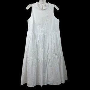 J Crew Sleeveless Tiered Midi Dress White Size 4